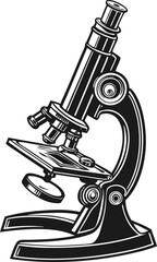 Vintage Microscope Black and White Science Laboratory Vector Illustration