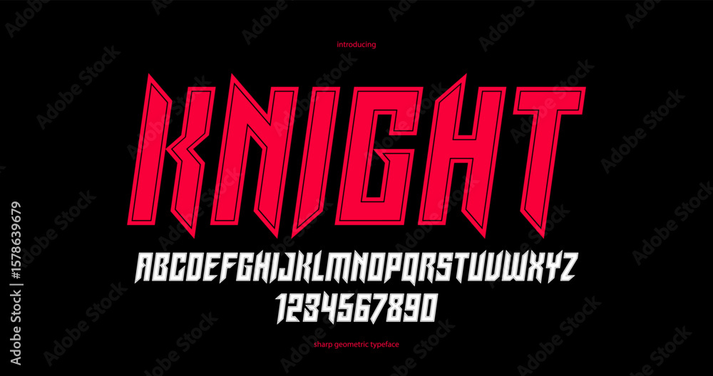 Fototapete sharp and bold gothic font for logo creation of for headlines, edgy geometric modern vector typeface