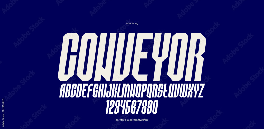 Fototapete urban massive geometric font for logos and emblems, minimal strong vector typeface, typography with 