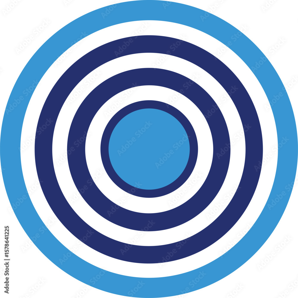 Poster concentric circles of blue and white create a modern abstract target or ripple effect pattern