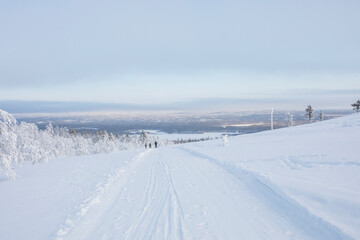 Winter landscape in Pallas Yllastunturi National Park, Lapland, Finland
