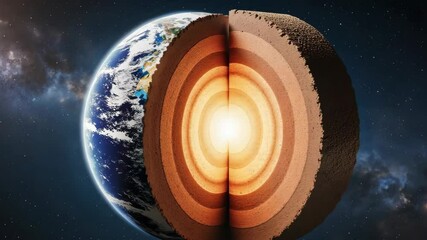 Earth's structure with visible layers from crust to inner core illustration - Powered by Adobe