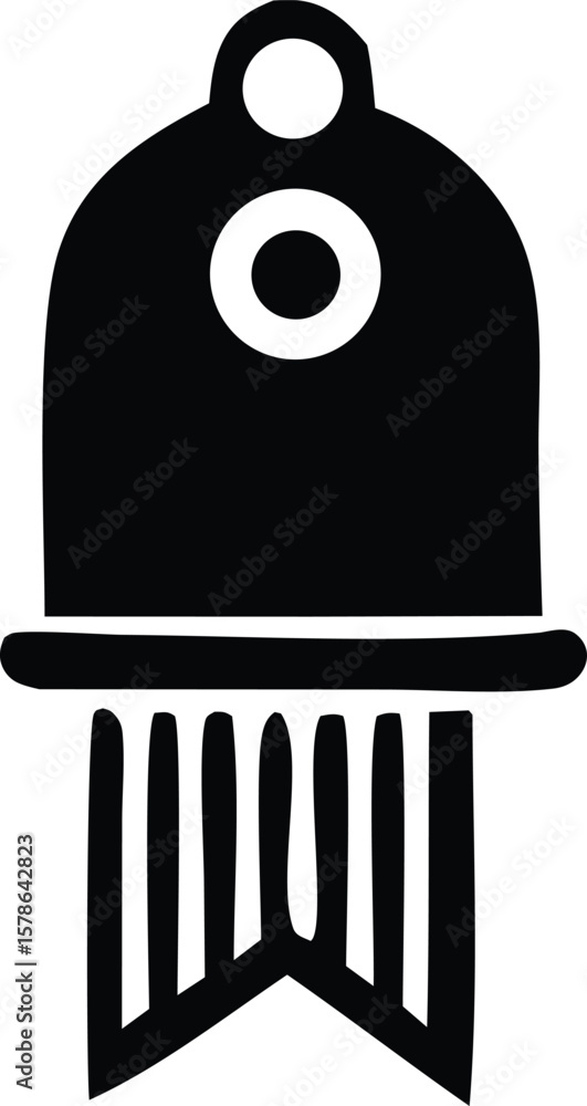 Poster abstract black and white stylized illustration of a futuristic robot or creature with a rounded head