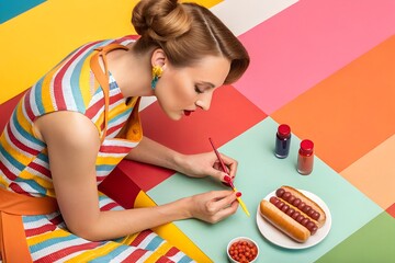 little girl drawing with crayons