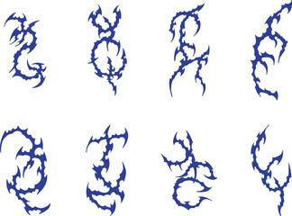Blue Spiky Tattoo Vector Set
