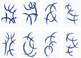 Blue Spiky Tattoo Vector Set