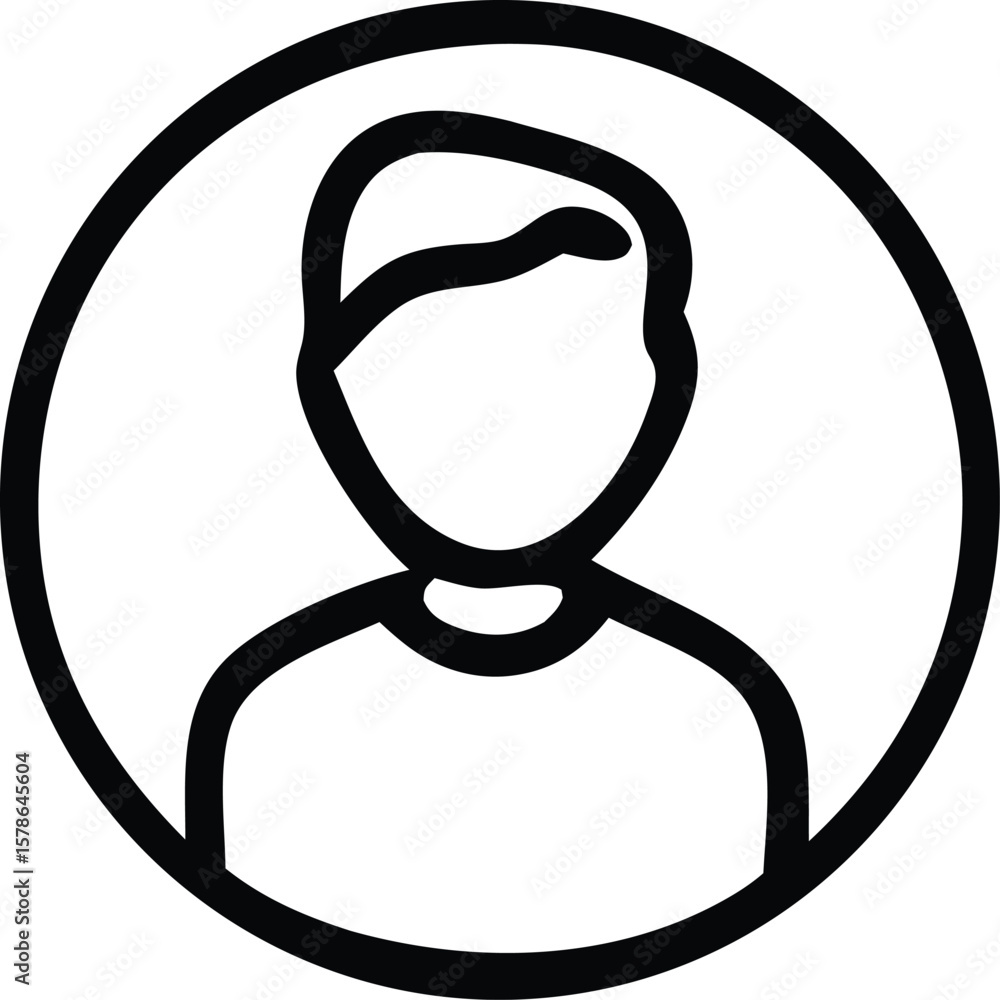 Poster simple outline drawing of a person s silhouette within a circle representing a generic user profile 