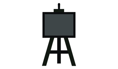 Simple black easel with blank dark gray canvas for art or presentation