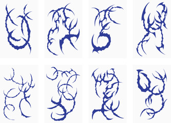Blue Spiky Tattoo Vector Set