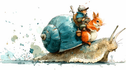 
Acorn Quest – Squirrel Riding a Snail with Acorn Quiver

