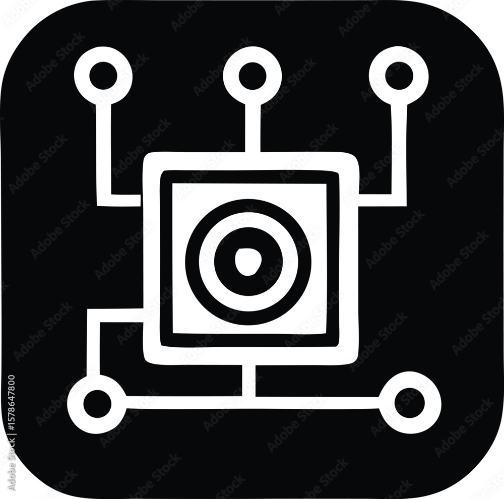 Aufkleber abstract geometric icon representing a central node connected to multiple peripheral nodes in a netw