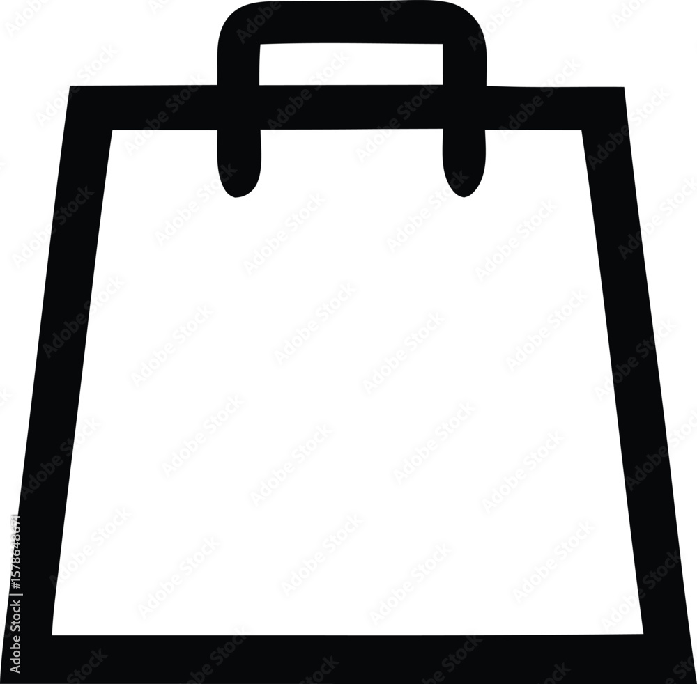 Poster simple black outline icon of a shopping bag with a handle representing commerce retail and consumeri