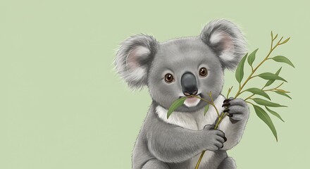 Naklejka premium Koala's Delight: A Digital Painting