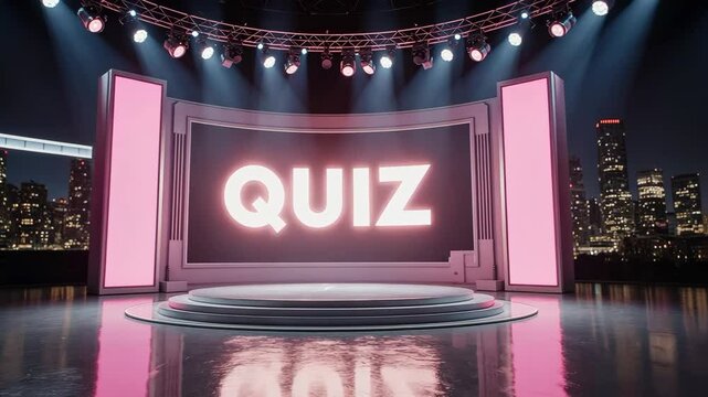 Quiz show stage with platform and lighting in a television studio