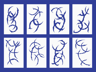 Sharp Tribal Symbols in Blue Style