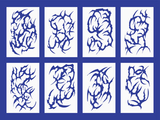 Sharp Tribal Symbols in Blue Style