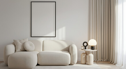 Modern living room with a plush cream sectional sofa minimalist side table and soft natural light