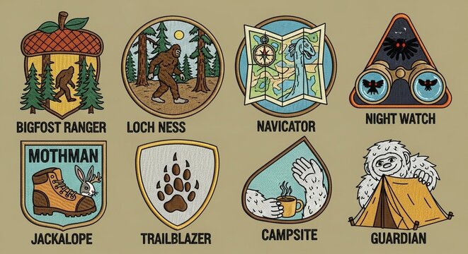 Cryptid Creature Patches Bigfoot, Loch Ness, Mothman, and More!