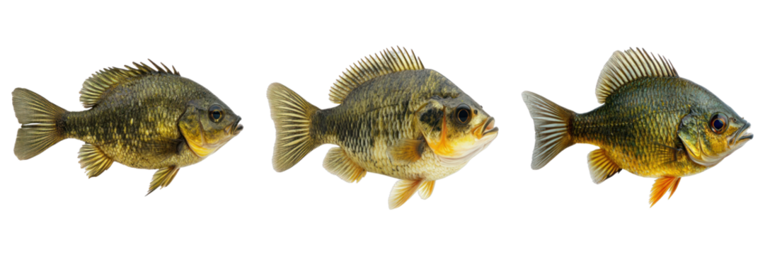 Set of bluegill isolated on transparent background