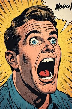  Shocked Man Yelling &ldquo;Noooo!&rdquo; in Comic Panel