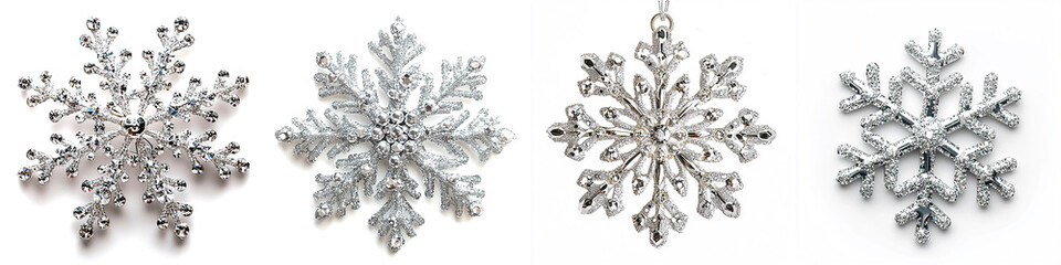 Christmas tree ornament shaped like snowflake silver
