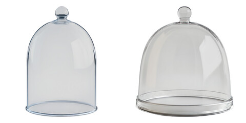 Set of glass cloche isolated on transparent background