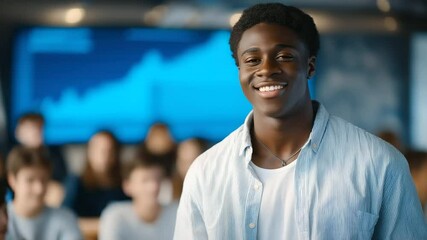 A teacher facilitating a classroom discussion with a graph