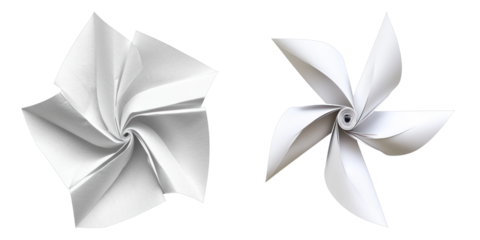 Set of paper pinwheel isolated on transparent background