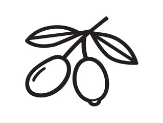 Cute Kumquat Citrus Fruit Outline Vector Icon