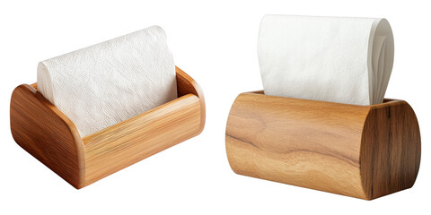 Set of paper napkin holder isolated on transparent background