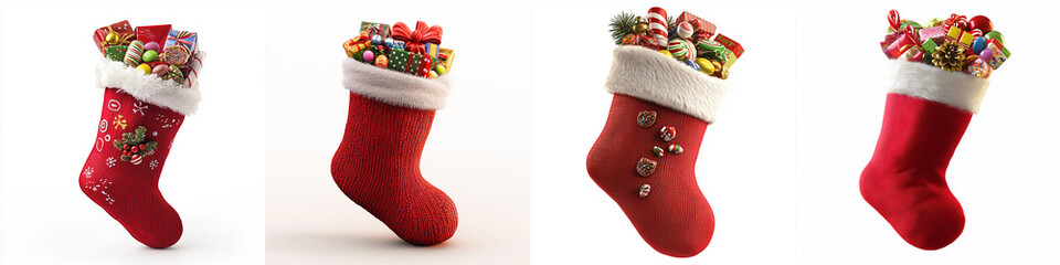 festive red stocking filled with candy and gifts