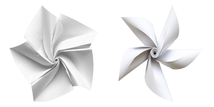 Set of paper pinwheel isolated on transparent background