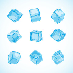 Vector set of isolated ice cubes
