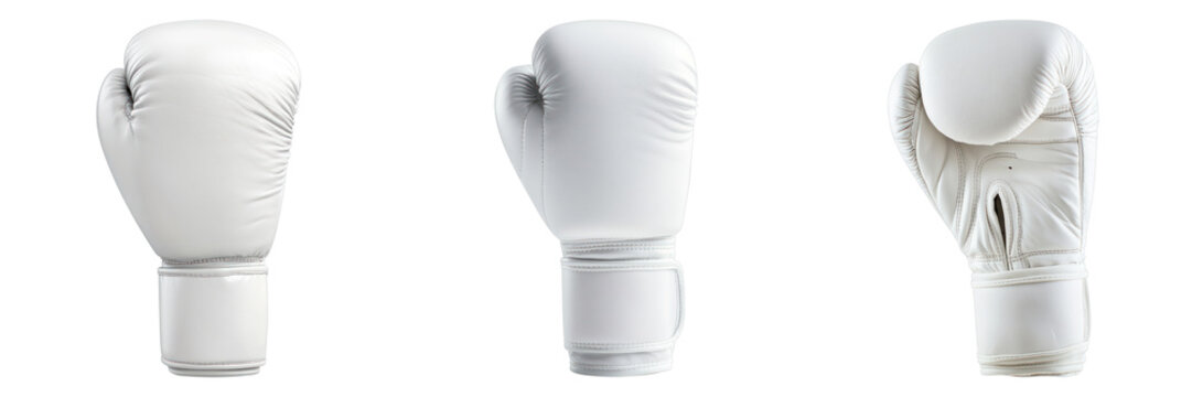 Set of white boxing gloves isolated on transparent background - Powered by Adobe