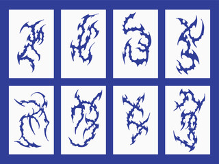 Set of Tribal Flame Tattoo Designs