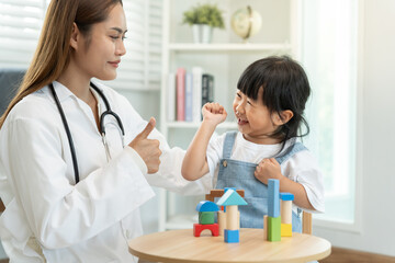 Pediatricians are checking the children development according to the appropriate age, doctors...