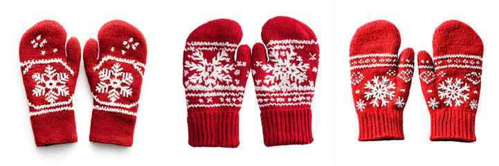 red mittens with white snowflake patterns