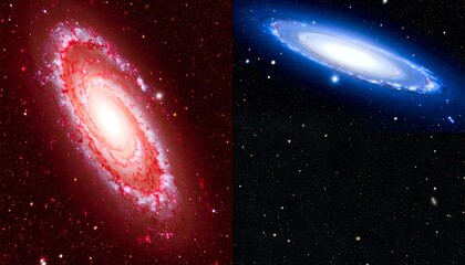 Obraz premium Two Spiral Galaxies in Deep Space.
