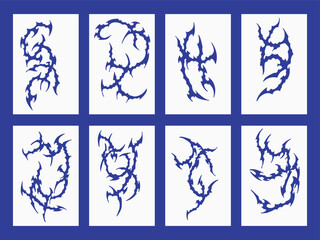 Set of Tribal Flame Tattoo Designs