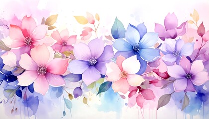 Pastel floral bouquet with watercolor drips