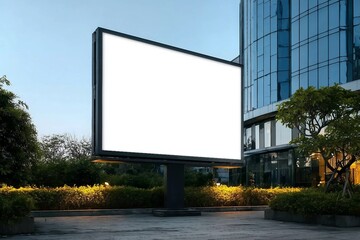 Obraz premium Advertising biilboard mock-up in front of the modern office building