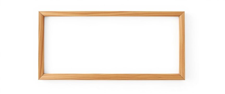 Blank square wooden frame isolated on white background, ready for customization,  blank frame,   natural