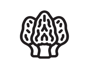 Healthy Morel Mushroom Minimal Outline Vector Icon