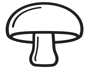 Organic Button Mushroom Line Art Vector Icon