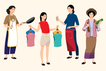 Obraz premium Local Thai character set in modern style vector illustration