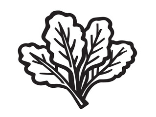 Organic Mustard Green Leaf Minimal Line Icon