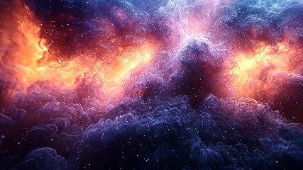 Abstract cosmic cloud formations in vibrant colors. - Powered by Adobe