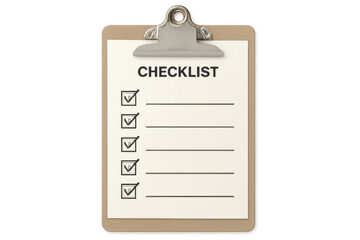 Clipboard featuring a checklist with all boxes checked, set against a transparent background, symbolizing completion and organization