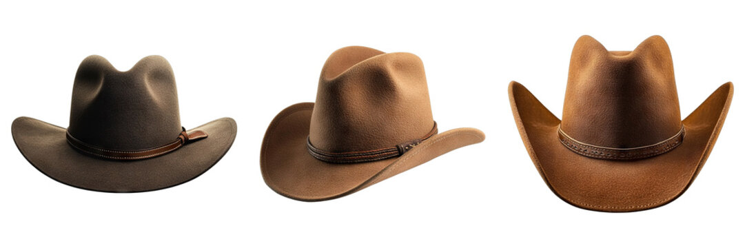 Set of akubra hat isolated on transparent background