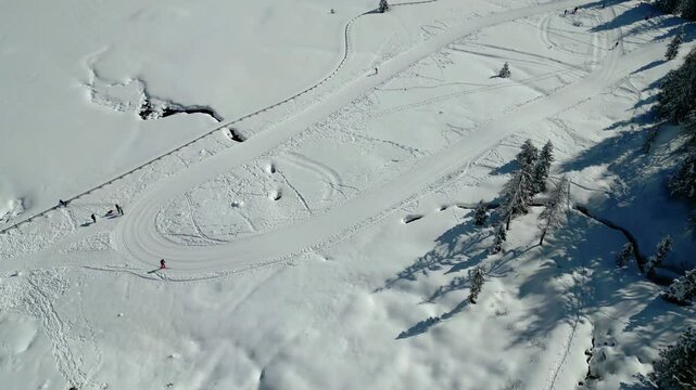 Nassfeld Pass in winter. View from above.